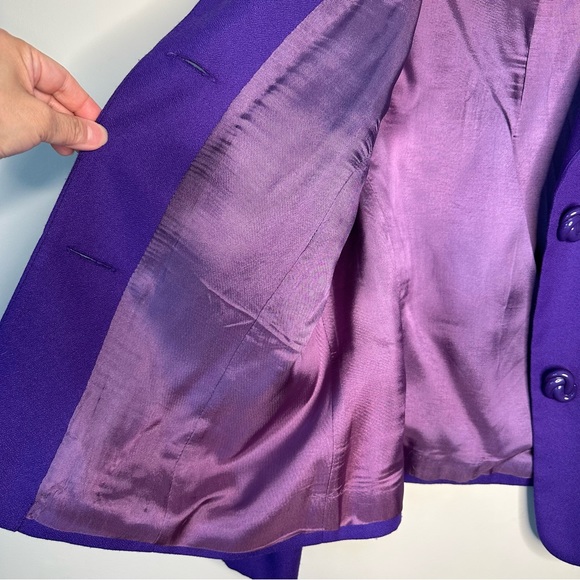Vintage Women’s Purple Blazer Jacket size 14 - Picture 4 of 11